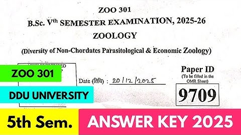 BSc 5th Semester Zoology 1st paper Answer Key 2025 | ZOO 301 Answer Key 2025 |Zoology 301 Answer Key