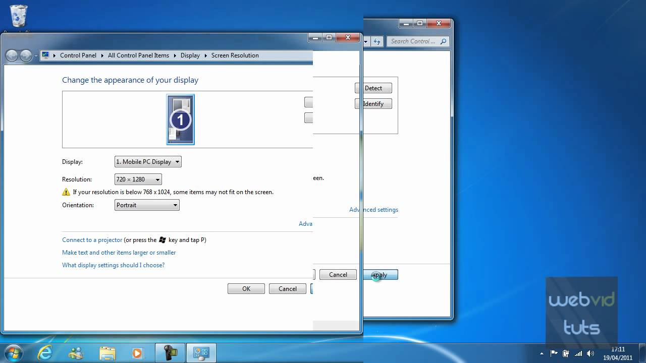 Chapter 1 Windows 7 Changing the screen resolution (6) YouTube