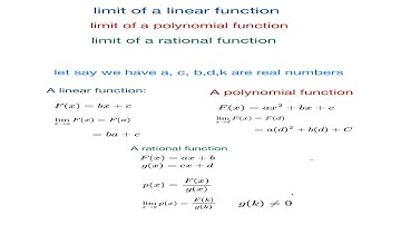 Navigating Limits part 2: Limit of a Linear, Polynomial and Rational function.