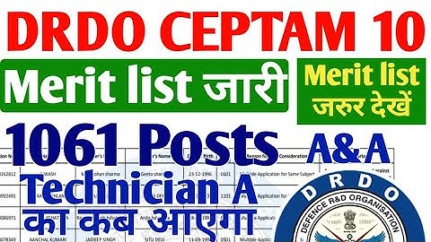 DRDO CEPTAM 10 Merit list 2023 जारी, DRDO A&A Recruitment Reject Merit list 2023, DRDO Tech a Merit?