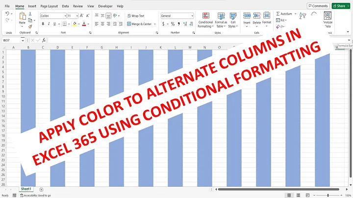 Apply Color To Alternate Columns In Excel 365 Using Conditional Formatting