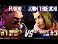 Sf6  fuudo 1 ranked dee jay vs john takeuchi 3 ranked jamie  high level gameplay