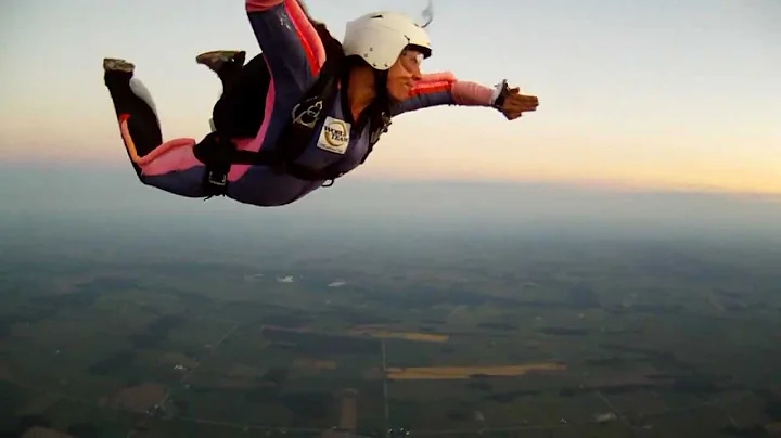 Janet Storey's 7th skydive "ride the slide" and ba...