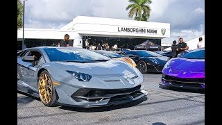 Lamborghini Aventador SVJ, Huracan Performante,Murcielago 100+Lambos Arriving to BullFest Miami 2019