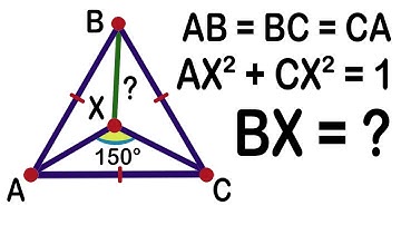 Solve for the length of the segment. ABC - an equilateral triangle. Math Olympiad Geometry problem.