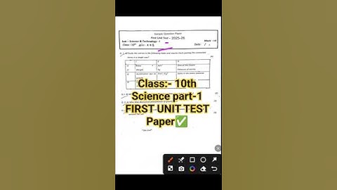 Class 10th Science 1 Question Paper 2025-26 First Unit Test ✅ #10th #firstunittest #science #shorts