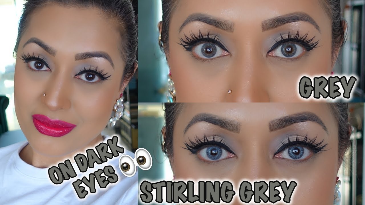 freshlook colorblends sterling grey on dark brown eyes