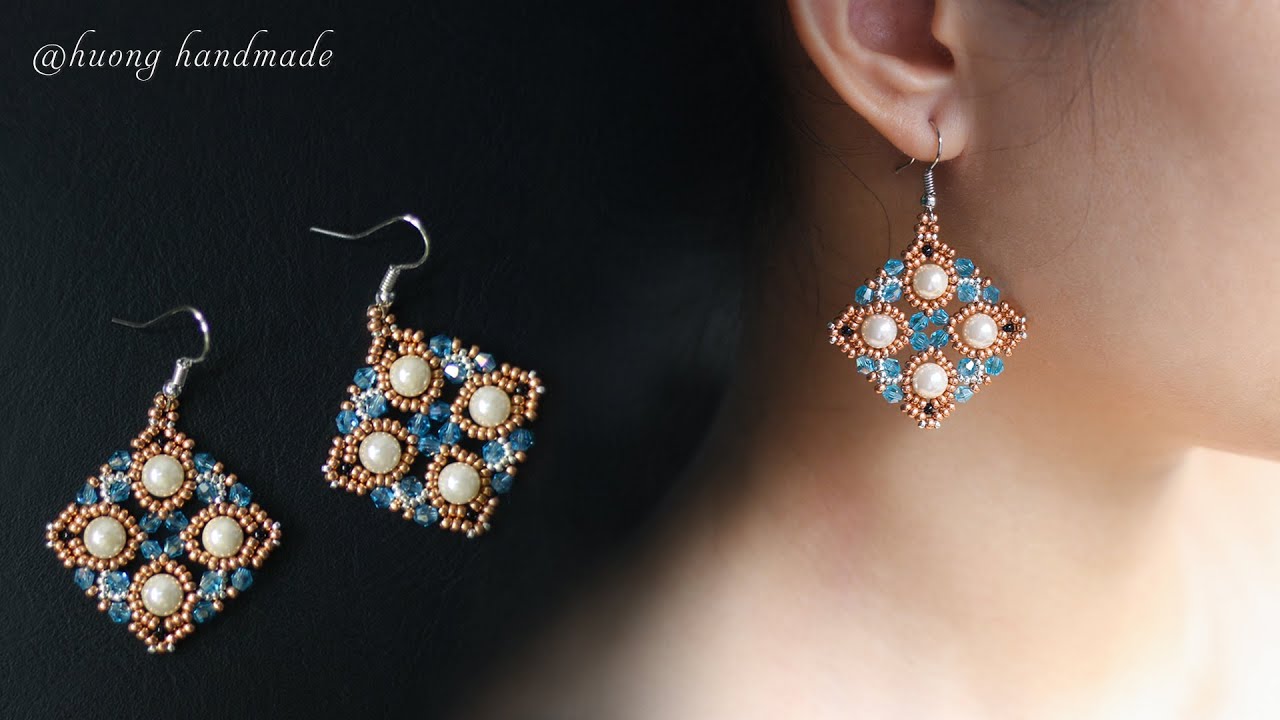 Squarey earrings. How to make beaded earring. Beaded jewelry YouTube
