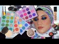 مكياج ملون من باليت بيوتي جليزد و رأيي فيها | ريفيو لمنتجات جديدة |orange blue halo eye makeup