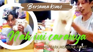 nahh ini unboxing paket yang benar | edisi sarung tangan | buf hitam polos | bersama kimo si kucing