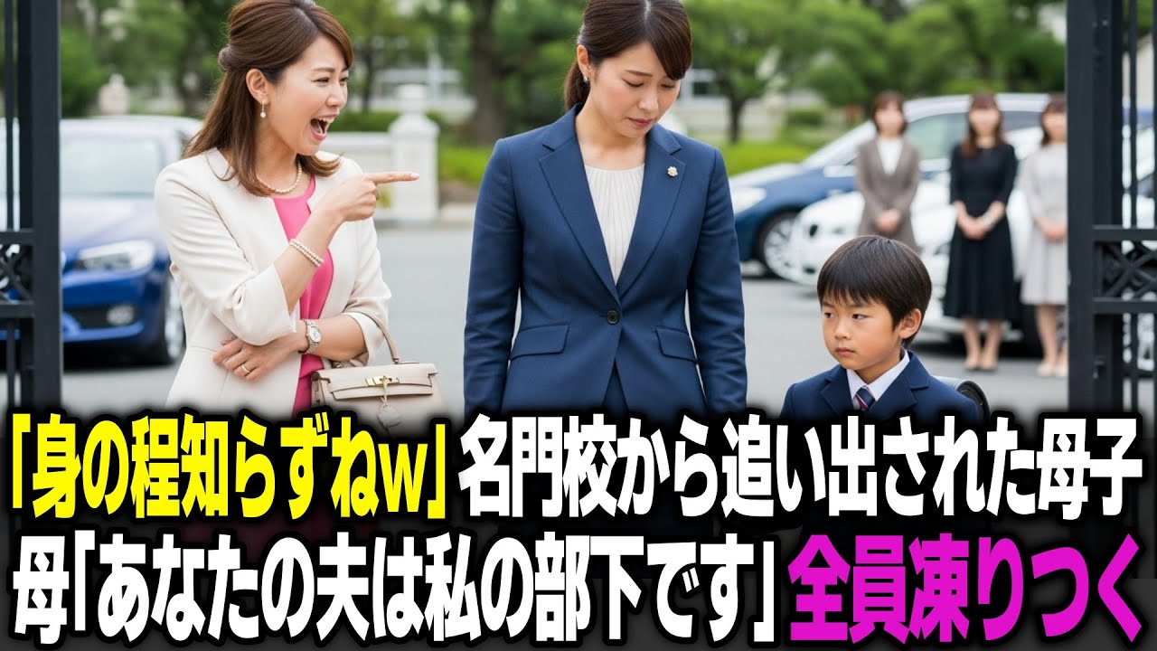 「貧乏人は身の程をわきまえなさいよw」私立小学校の受験説明会で貧乏母子を追い出したボスママ。貧乏母「あなたの旦那の上司です」ボスママ「え？」