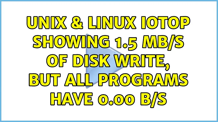 Unix & Linux: iotop showing 1.5 MB/s of disk write, but all programs have 0.00 B/s