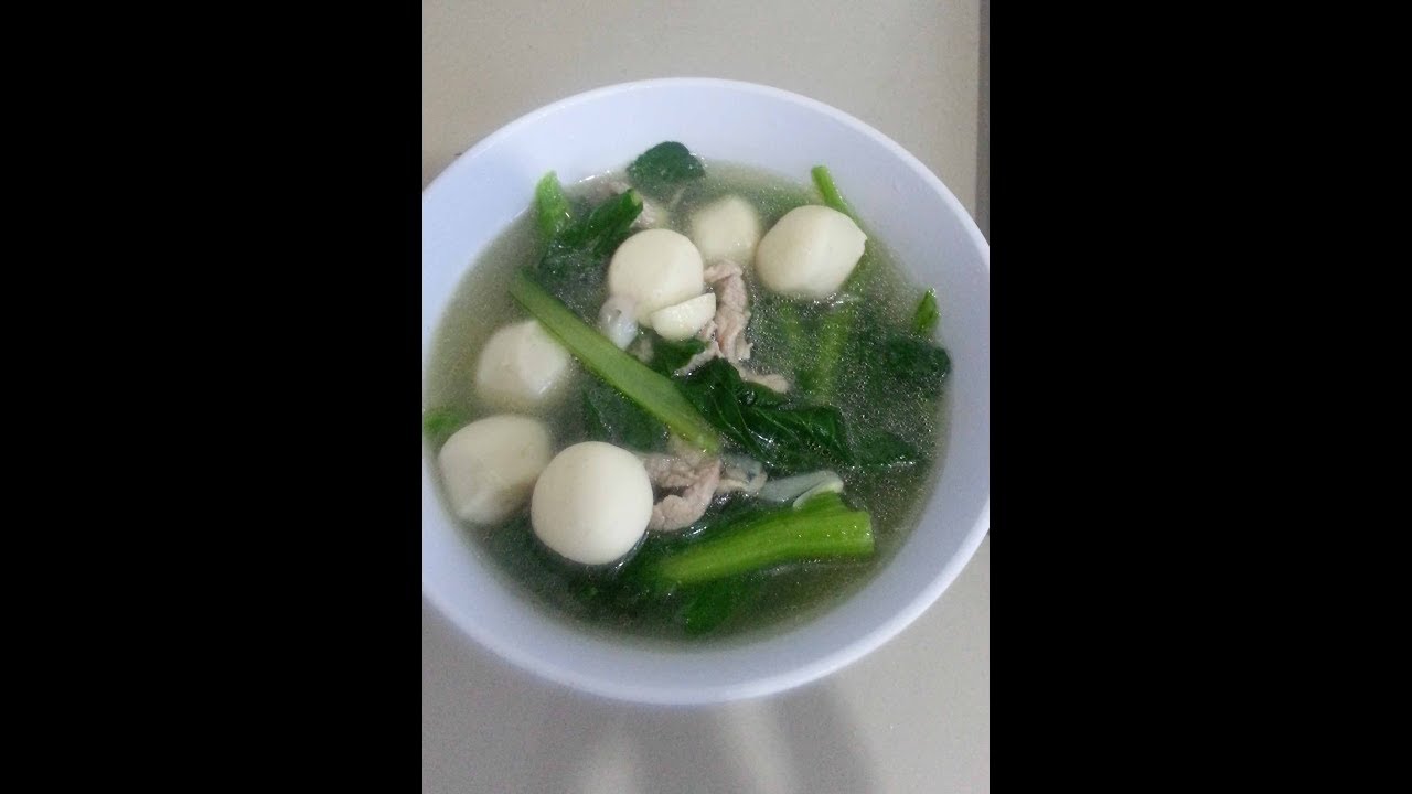 Vegetable soup with fish ball recipe (Sup Sawi, sayur 