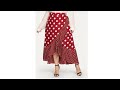 High low polka dot wrap skirt with frill.cutting and stitching.