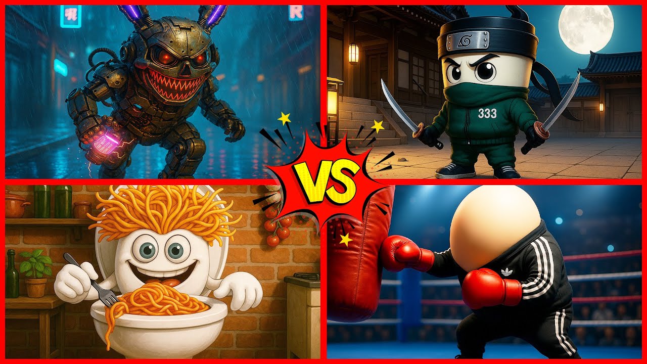 🔥 MONSTER MECHA VS NINJA CUP VS NOODLE KING VS BOXING EGG 😱