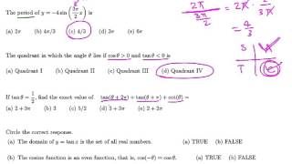 Trigonometry: multiple choice questions