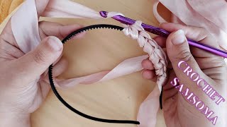 شاهدوا ماذا صنعت بطوق او قوس الشعر القديم  وشريط الستان مع فن الكروشيه / recycle hair accessories