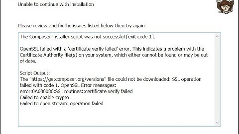 Composer Installer Error | The Composer installer script was not successful [exit code 1].