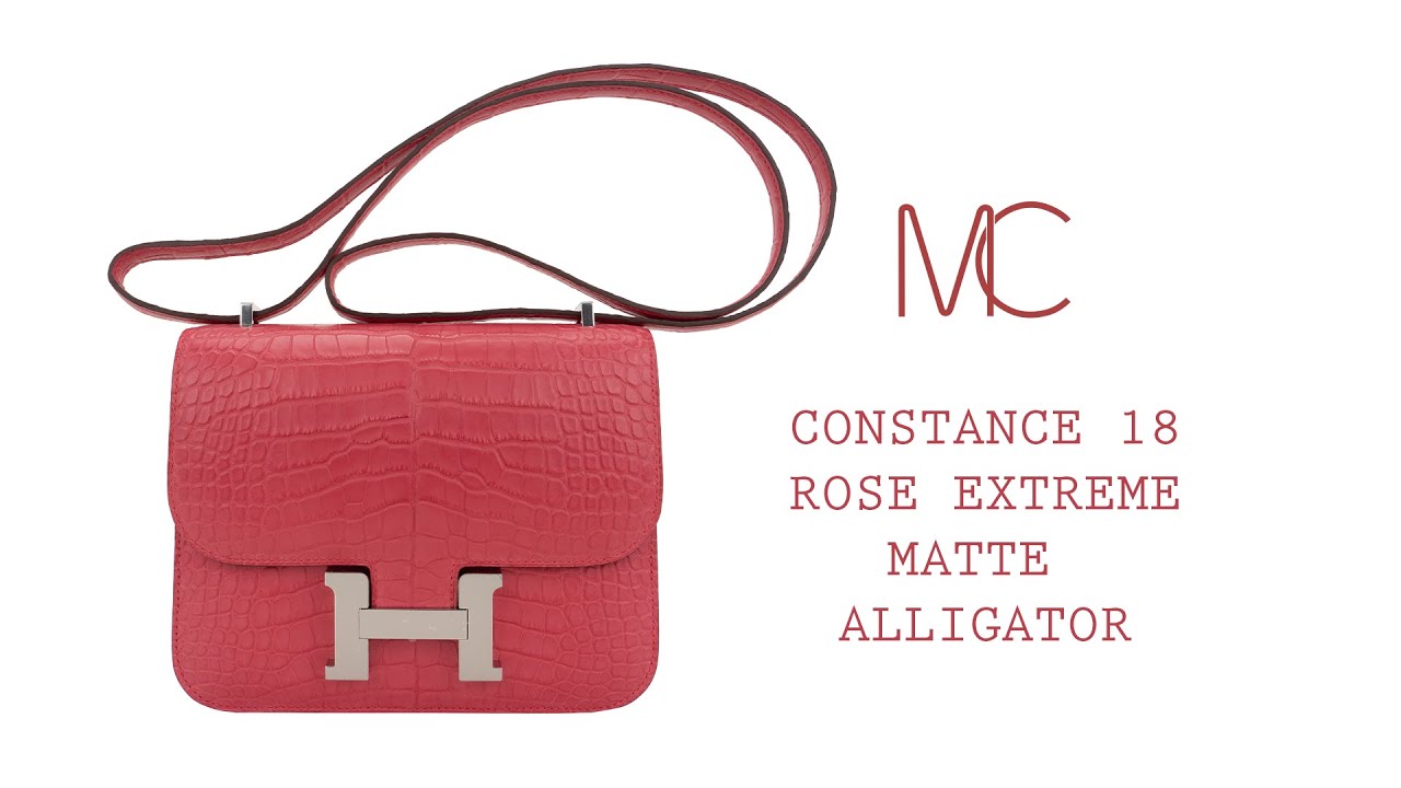 Hermes Constance Bag Alligator Leather Palladium Hardware In Pink