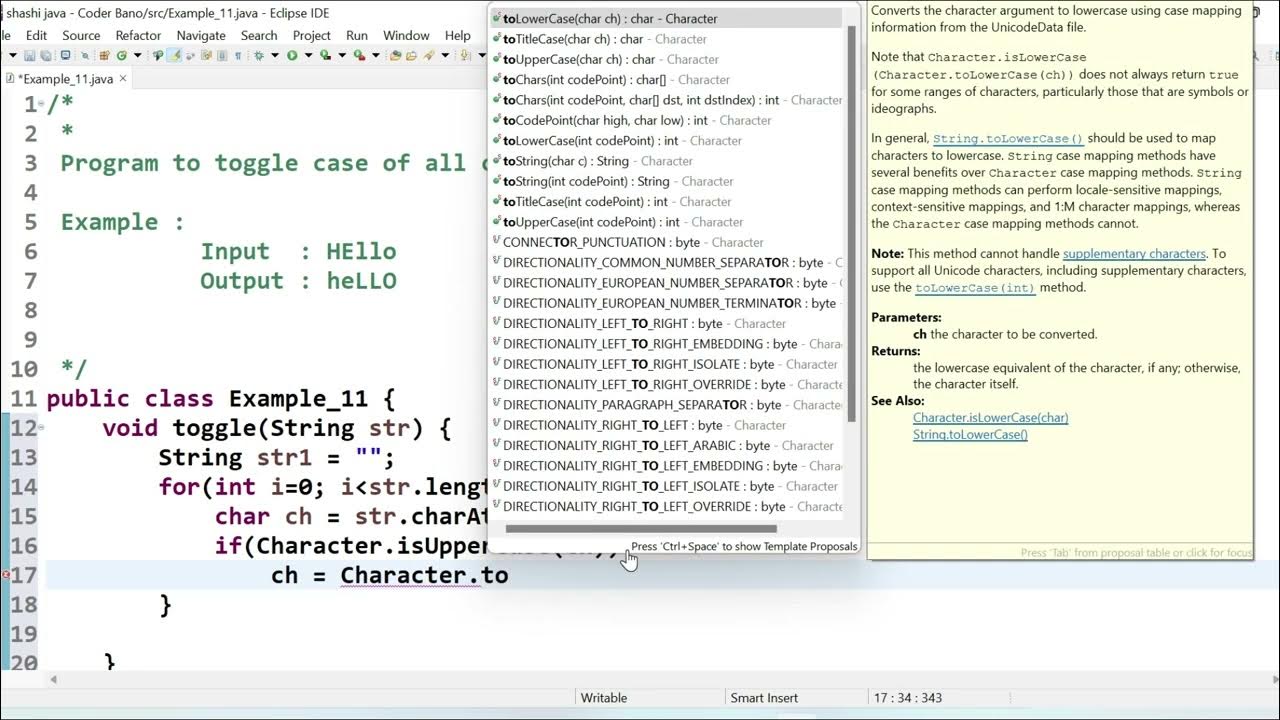 Program to toggle case of all characters in a string | Toggle Case ...