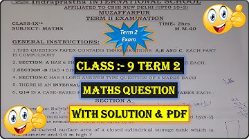 😍|Maths Question Paper Class 9 Term 2 session 2021-22 |Latest Maths Question term 2 class 9 |😍