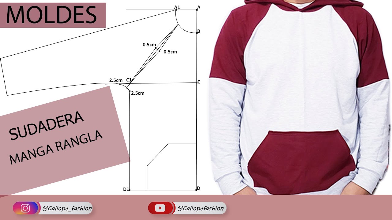 SUDADERA MANGA MOLDE DE CON CAPOTA + MOLDES GRATIS - YouTube