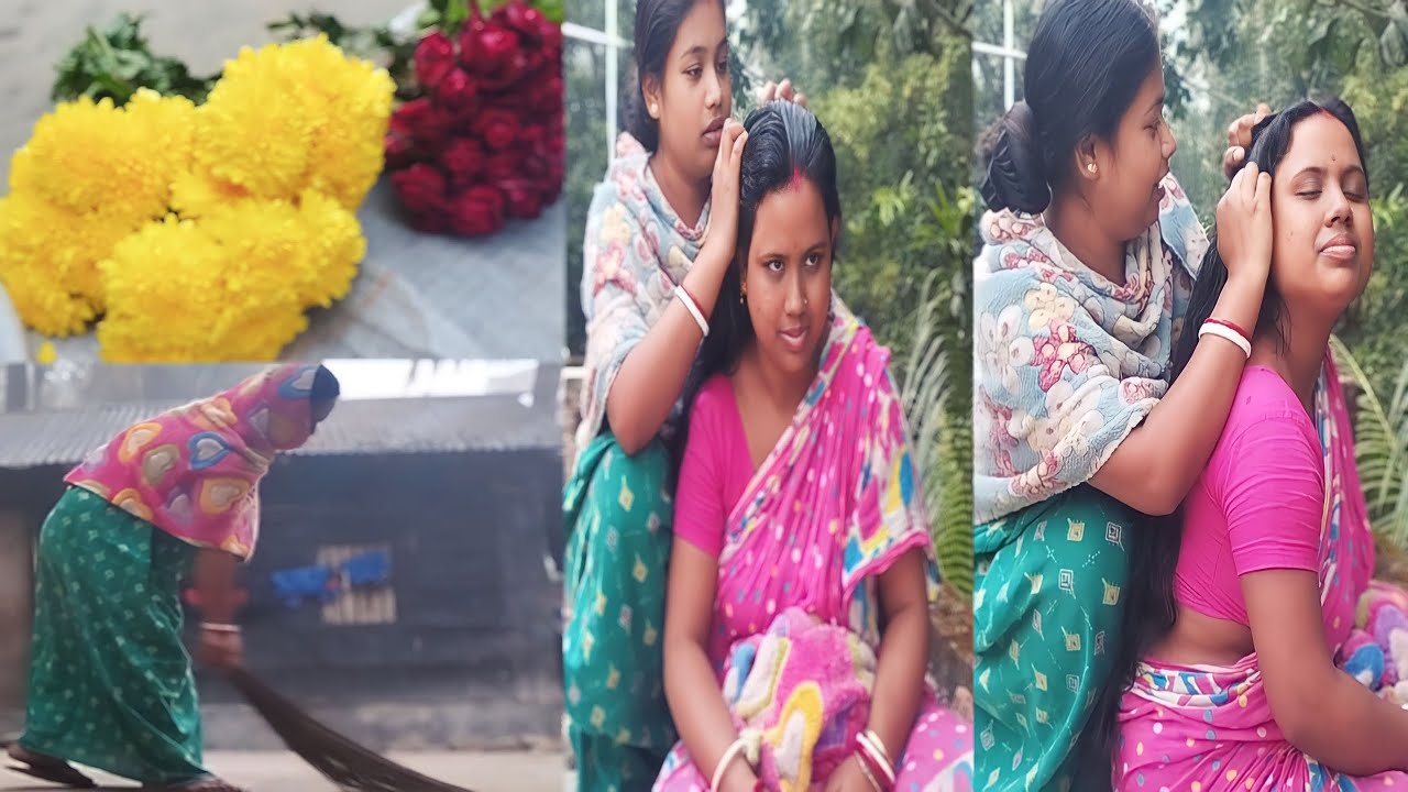 oilling hair nitpicking video।কুয়াশায় ঘেরা একটা সুন্দর সকাল তোমাদের সঙ্গে শেয়ার করলাম।longhair।