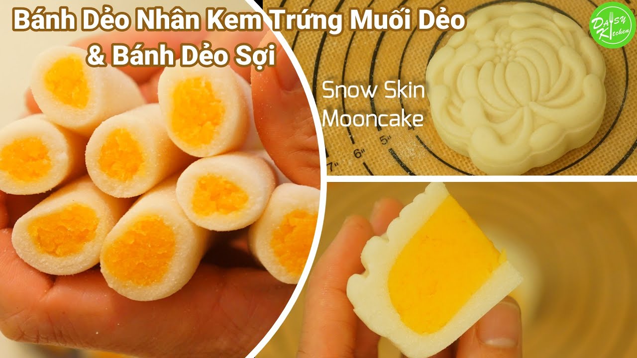 Bánh Dẻo Nhân Kem Trứng Muối Dẻo & Bánh Dẻo Sợi Hot Trend–dễ làm, ăn liền| Snow Skin Mooncake Recipe