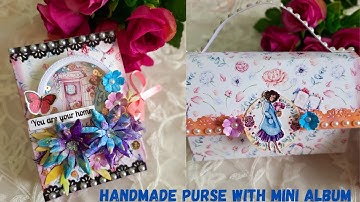 Handmade purse with mini album/Scrapbooking ideas/Handmade album/Mini album/Flip through of an album