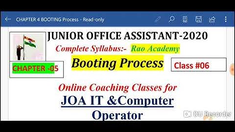 |JOA IT| LECT#06 Booting  process of computer system.  JOA IT COMPUTER OPERATOR CLERK exam