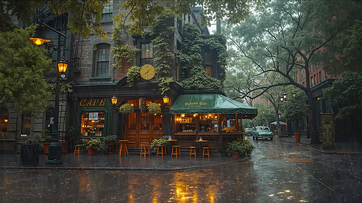 Rainy Day Street Jazz at Cozy Outdoor Coffee Shop ☕ Vintage Vibes & Smooth Jazz for Soothe Your Mind