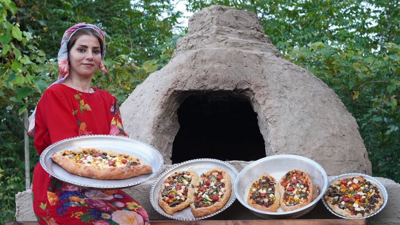 ⁣Turkish Pide Which is Similar to Pizza Cooked inside a Mud Oven in the Village