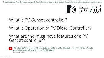 What is PV Genset controller? How it operates? Alternative names? Must features for PV Microgrid?