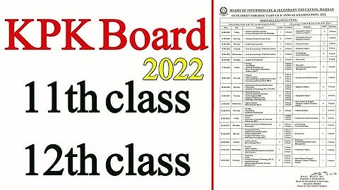 kpk board intermediate date sheet 2022 - kpk board 11th & 12th class Date sheet 2022 - kpk exam 2022
