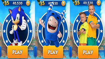 Sonic Dash vs Vlad and Niki Run vs Oddbods Turbo Run - All Characters Unlocked and Fully Upgraded