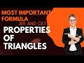 Properties Of Triangles//Important Formula//JEE MAINS//CETS//COMPETITIVE