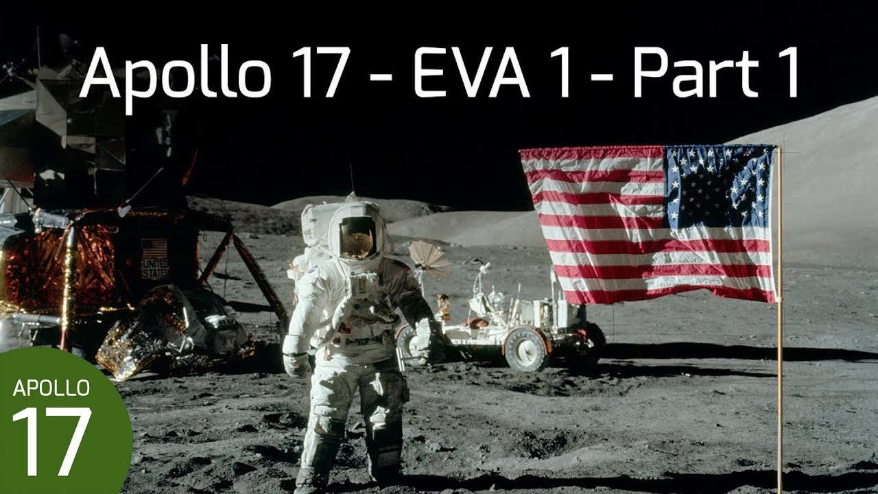 Apollo 17 EVA 1 - Flag Deployment & ALSEP Off-Load - YouTube