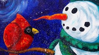 snowman painting sherpa acrylic paint beginners cardinal snow party theartsherpa lesson let