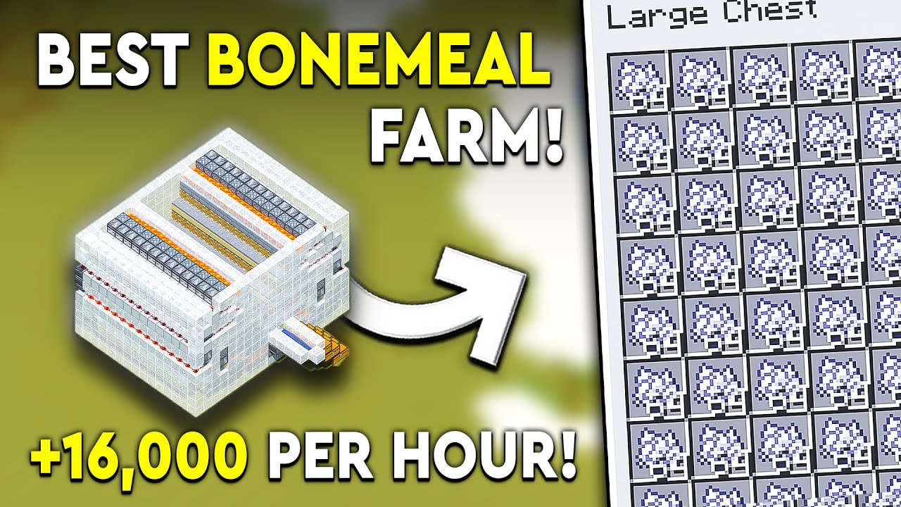 Minecraft Bone Meal Farm Tutorial - NEW & FAST - 16,000 P/H! - YouTube