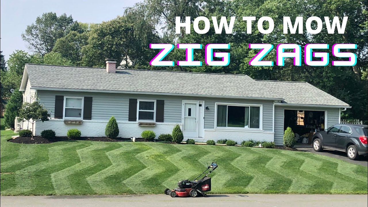 Mowing ZigZag Stripes (small lawn) YouTube