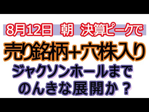 【8/12朝】消費者物価一安心で、バリュー株堅調。好決算の注目銘柄＋将来の売り銘柄＋穴株。