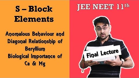 S - Block Elements | Anomalous Behaviour & Diagonal Relationship of Be | L - 10 | JEE NEET