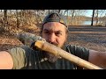How to make a simple bushcraft survival throwing spear with only stone tools for hunting (10 min)