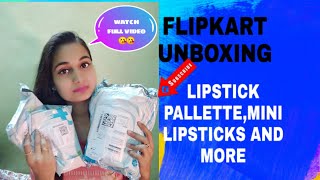 FLIPKART makeup UNBOXING |hello Kitty make-up brush set|Swiss beauty lip PALLETTE|mini lipsticks set