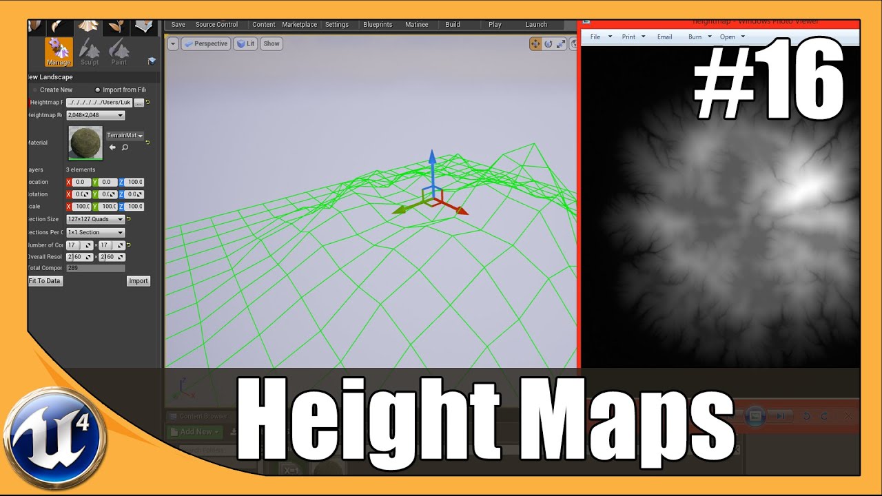 Importing & Using Height maps - #16 Unreal Engine 4 Beginner Tutorial ...