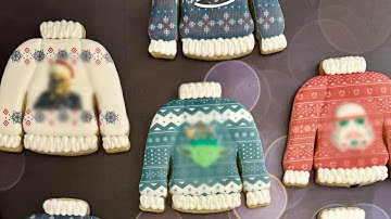 Ugly sweater cookies with the Eddie food printer on the manual tray & Canva
