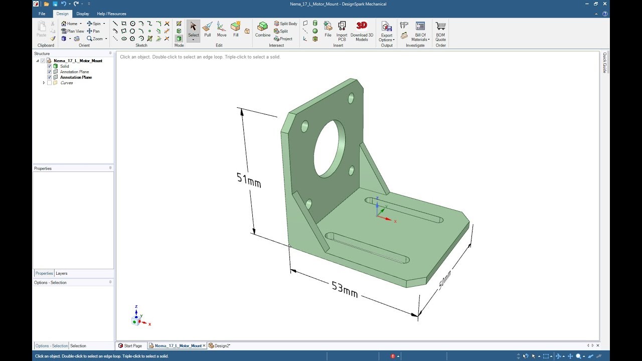 Making Nema 17 Mount With DesignSpark Mechanical - YouTube