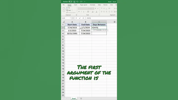 How to Count the Number of Days Between Two Dates in Excel