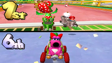 Mario Kart Double Dash Reverse - Bowser vs Yoshi (2 Player Split Screen)
