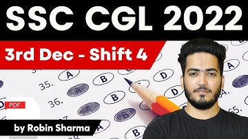 SSC CGL 2022 Paper solution | GS Paper solution | 3rd Dec 2022 shift 4 | By Robin Sharma